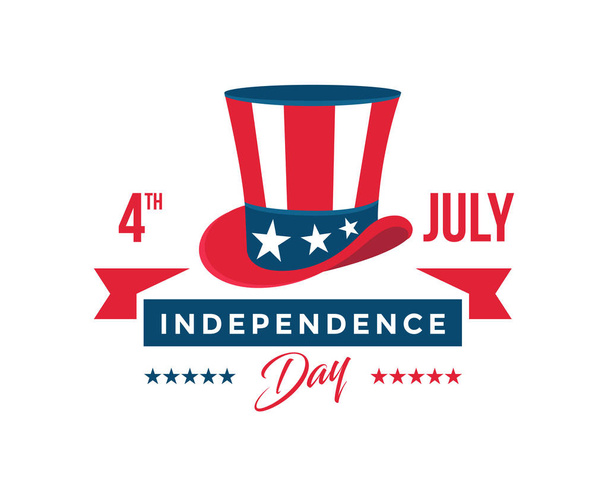 Vintage United States Of America 4th July Independence Day Logo Badge Illustration - Vektör, Görsel