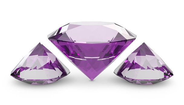 白を基調としたピンクのダイヤモンドSL 3個。3Dレンダリング - 写真・画像