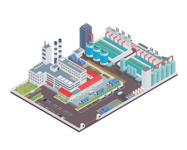 Modern Isometric Industrial Factory With Waste Filtering Facilities , Suitable for Diagrams, Infographics, Illustration, And Other Graphic Related Assets - Vektor, kép