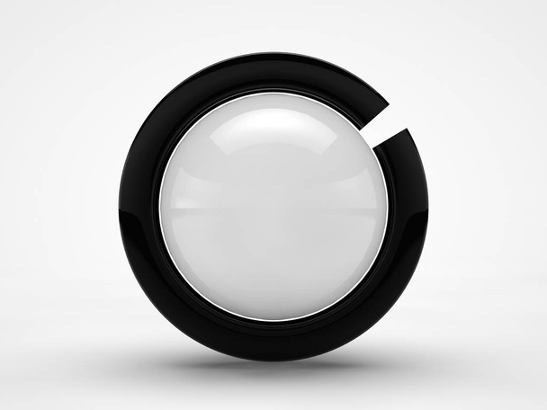 La imagen de la esfera aislada con el centro del anillo negro con un hueco y una pequeña bola. Representación 3D sobre fondo blanco
. - Foto, imagen