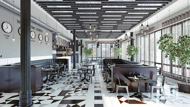 modernes Restaurant-Interieur. 3D Rendering Konzept - Foto, Bild