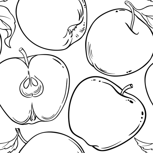 apple fruit vector pattern on white background - Vektor, kép