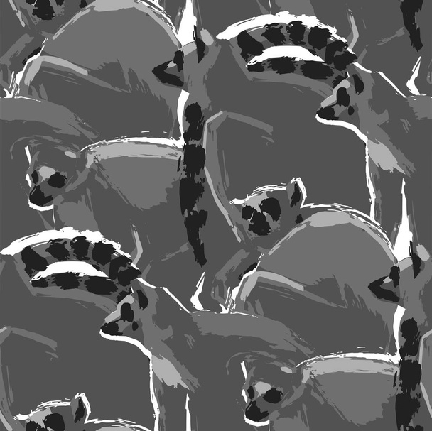 Vzor bezešvé žijících lemurů v abstraktní technika hrubý kartáč - Vektor, obrázek