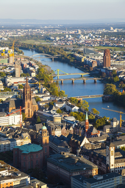 aerial of Frankfurt an Main with view to river Main - Фото, изображение