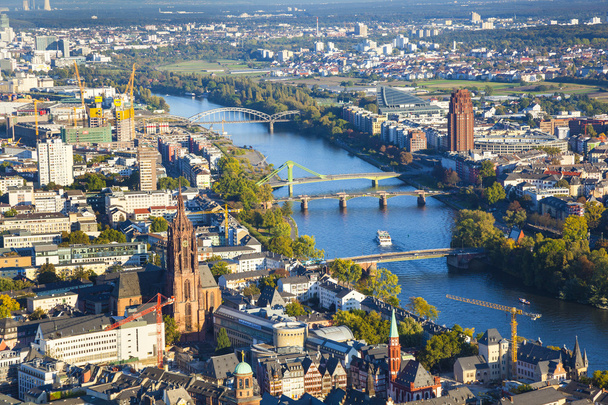 aerial of Frankfurt an Main with view to river Main - Photo, Image