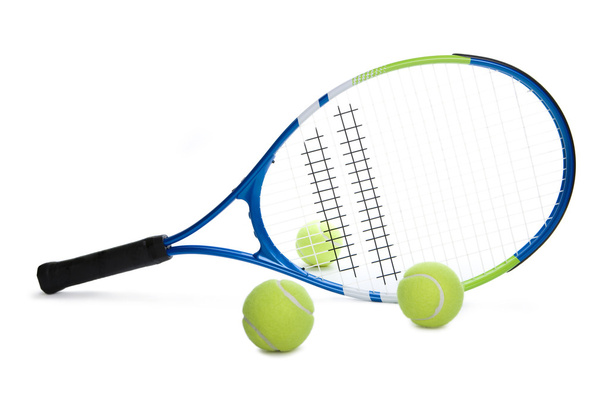 Tennis racket and three balls - Foto, Bild