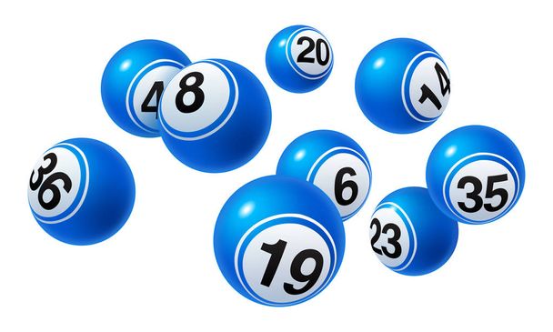 Vector Bingo / Lotería número bolas azul conjunto sobre fondo blanco
 - Vector, imagen