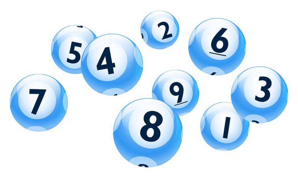 Vector Bingo / Lottery Number Blue Balls 1 to 9 Set Isolated on White Background - Vector, Image