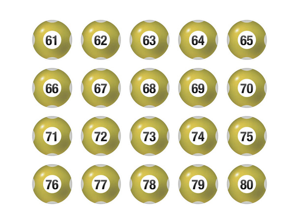 Wektor Bingo / loteryjny piłki zestaw 61 do 80 - Wektor, obraz