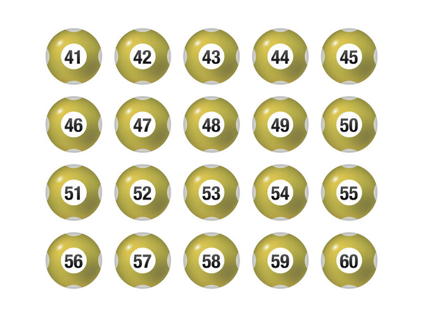 Vektori Bingo / Lotto numero pallot asettaa 41-60
 - Vektori, kuva