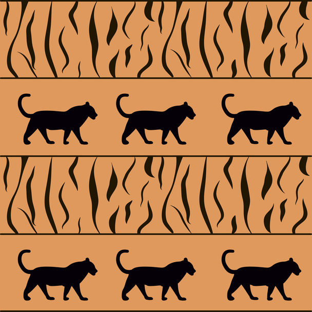 Vector tiger background with silhouette - Vector, Image