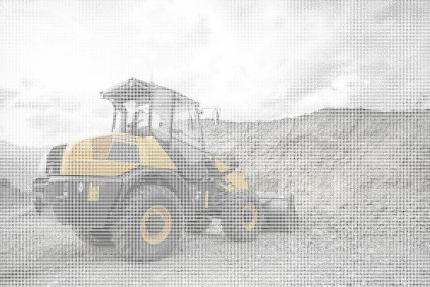 Sárga építőipari gép - félelmetes Ascii Art - nagyítás a képre! - Fotó, kép