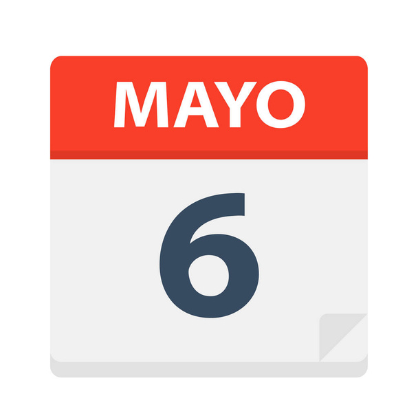 Mayo 6 - カレンダーアイコン - 5月6日 - ベクトルイラスト - ベクター画像