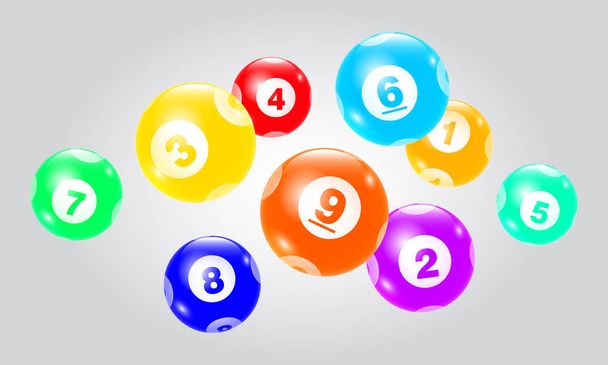 Wektor Bingo / loterii numerów kulki Set - kolorowe - 1 do 9 - Wektor, obraz