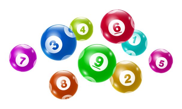 Vektori Bingo / Lotto numero pallot Set - Värikäs - 1-9
 - Vektori, kuva