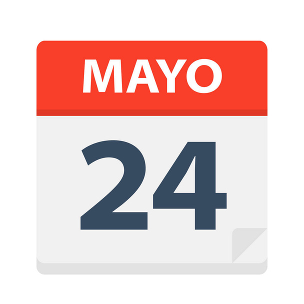 Mayo 24 - Calendar Icon - May 24 - Vector Illustration - Vector, Image