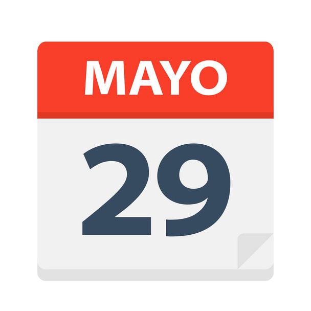 Mayo 29-kalender icoon-29 mei-vector illustratie - Vector, afbeelding