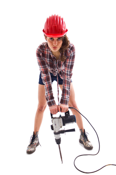 girl with a drill - Foto, Imagen