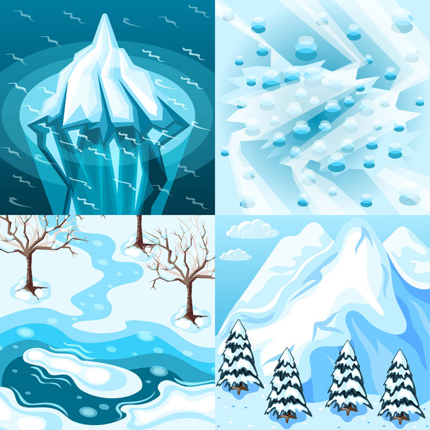 Winter Landscaping Isometric Design Concept - Vector, Image