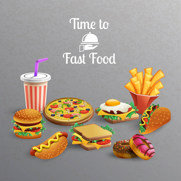 Fast Food καρτούν εικονογράφηση - Διάνυσμα, εικόνα