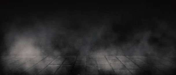 Fond de pièce vide, rue, néon, fumée, brouillard, asphalte, sol en béton
 - Photo, image