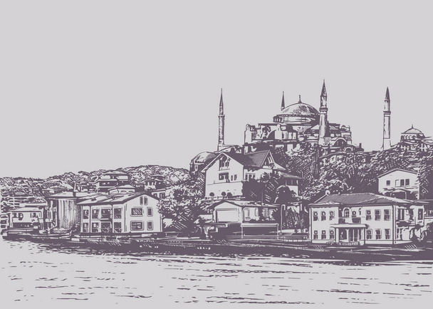 Hagia Sophia. Istanbul, Turchia. Schizzo grafico
. - Vettoriali, immagini