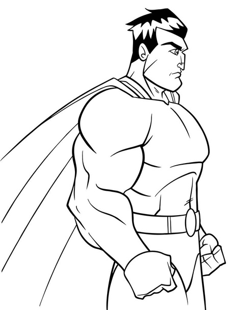 Superhero Side Profile Line Art - Vektör, Görsel