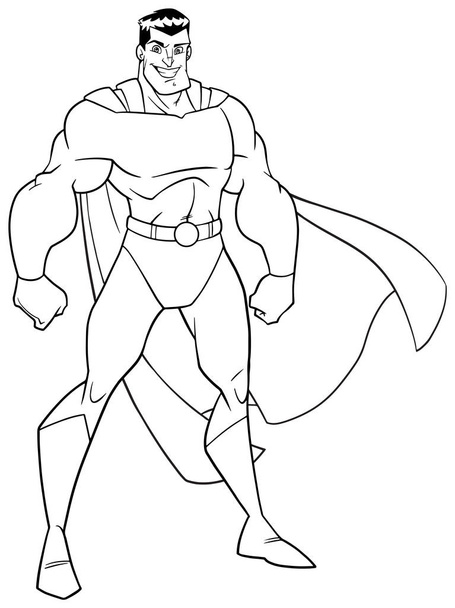 Superhero Standing Tall Line Art - Vektör, Görsel