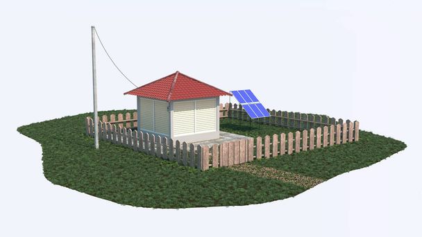 paneles solares para suministrar una casa de campo
 - Foto, Imagen