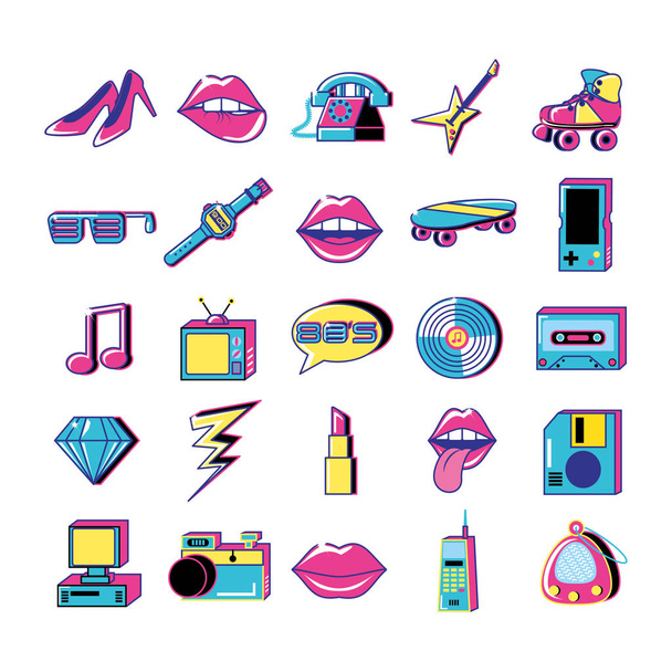 80 y 90 icônes ensemble pop art
 - Vecteur, image