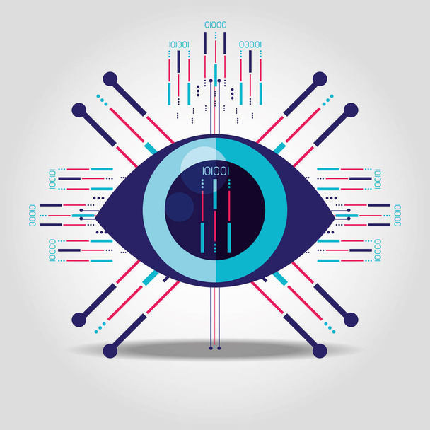 ícone isolado olho de segurança cibernética
 - Vetor, Imagem