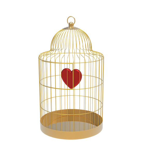 πουλί κλουβί με καρδιά - Φωτογραφία, εικόνα
