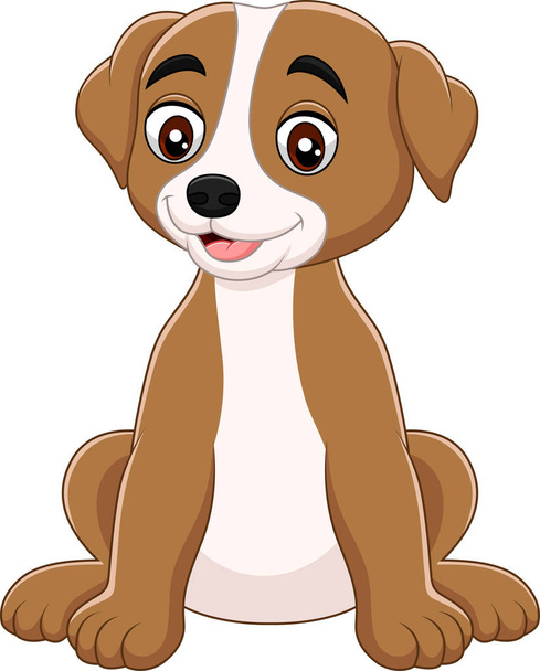 Векторная иллюстрация мультфильма смешная собака сидит изолирован на белом фоне
 - Вектор,изображение