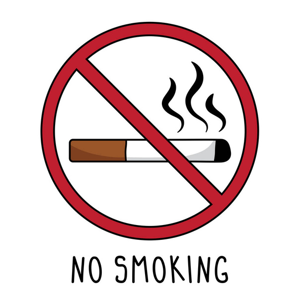 Vektoru symbol zákaz kouření znamení. Doodle Ruční kresba. izolované na bílém pozadí. - Vektor, obrázek