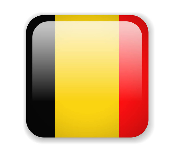 Bandeira da Bélgica. Ícone quadrado brilhante. Ilustração vetorial
 - Vetor, Imagem
