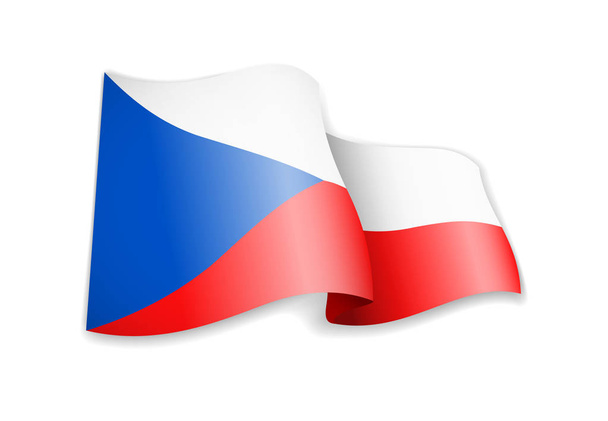 Κυματίζει σημαία της Τσεχικής Δημοκρατίας σε άσπρο φόντο. Εικονογράφηση διάνυσμα - Διάνυσμα, εικόνα