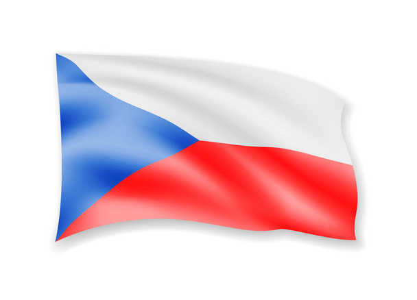 Размахивая флагом Чехии на белом. Флаг на ветру. Векторная иллюстрация
. - Вектор,изображение