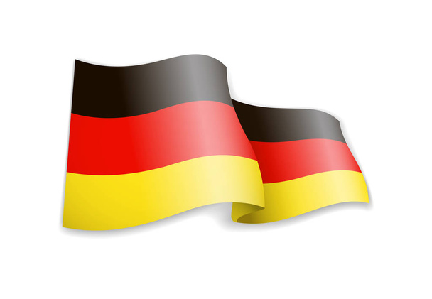 Розмахуючи прапором Німеччини на білому тлі. Векторні ілюстрації - Вектор, зображення