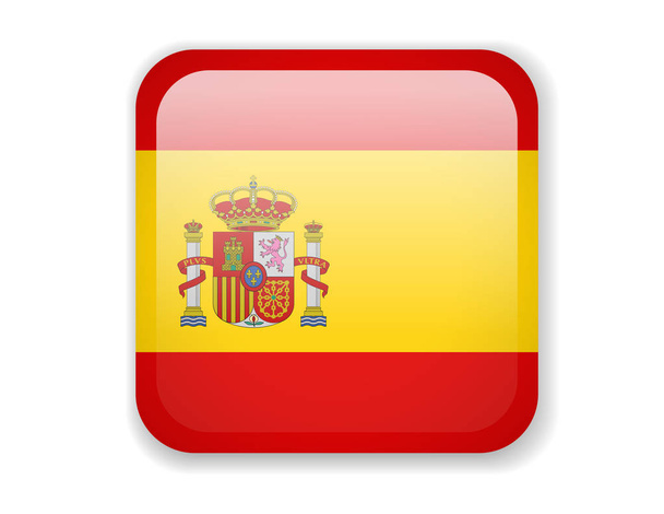 De vlag van Spanje. Vierkant helder pictogram. Vectorillustratie - Vector, afbeelding