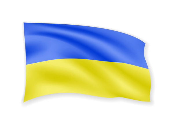 Размахивание флагом Украины на белом. Флаг на ветру. Векторная иллюстрация
 - Вектор,изображение