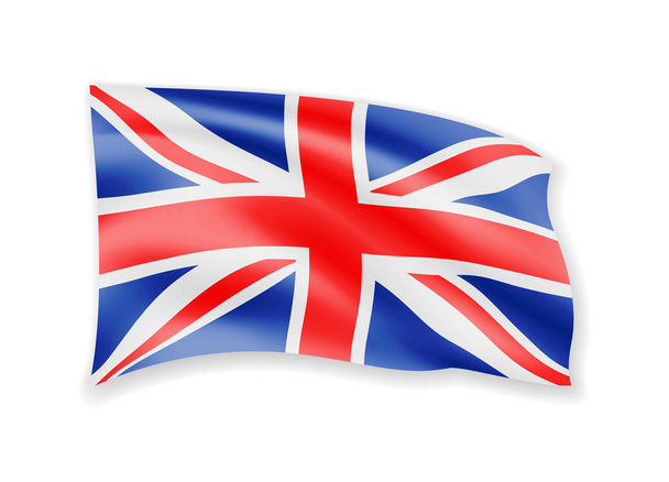 Mávání vlajkou Spojeného království na bílém pozadí. Vlajka ve větru. Vektorové ilustrace - Vektor, obrázek