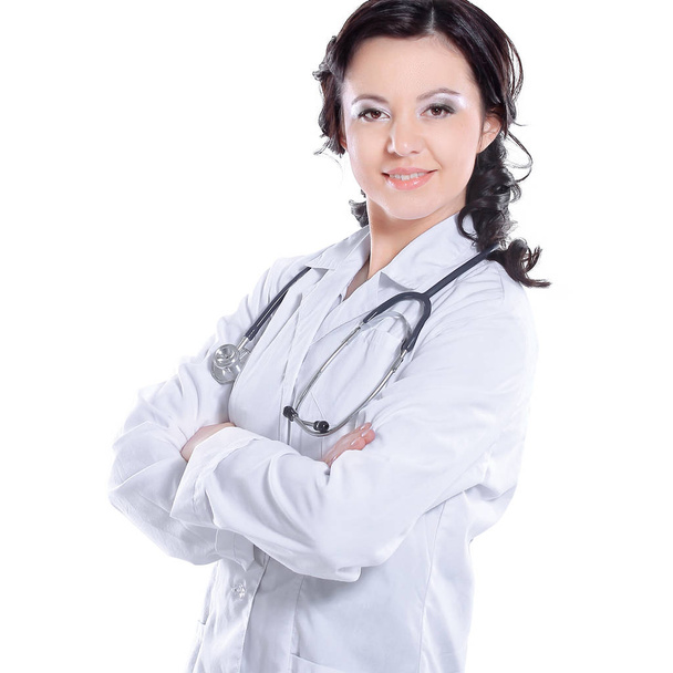 herapist with a stethoscope. isolated on white background - Φωτογραφία, εικόνα