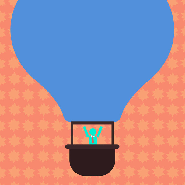 Concepção de negócio de design Modelo vazio texto de espaço de cópia para o site do anúncio isolado Análise de Hu Braços Dummy Levantando dentro Gondola Riding Blank Color Air Balloon
 - Vetor, Imagem