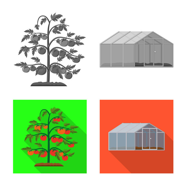 Vector illustratie van broeikasgassen en plant teken. Collectie van serre en tuin vector pictogram voor voorraad. - Vector, afbeelding