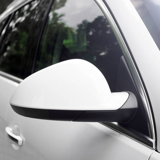 Rearview mirror car. White car - Fotó, kép