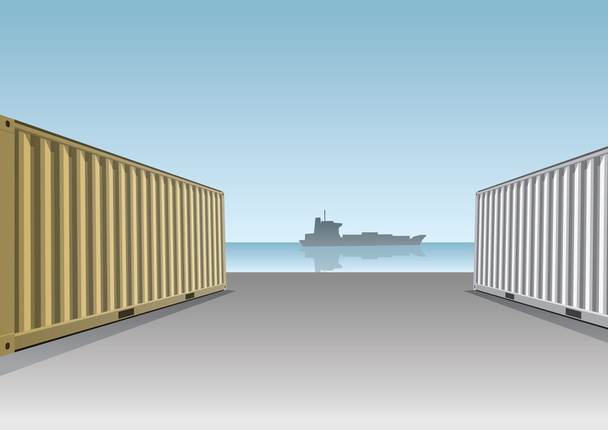 Вантажні контейнери на причалі
 - Вектор, зображення