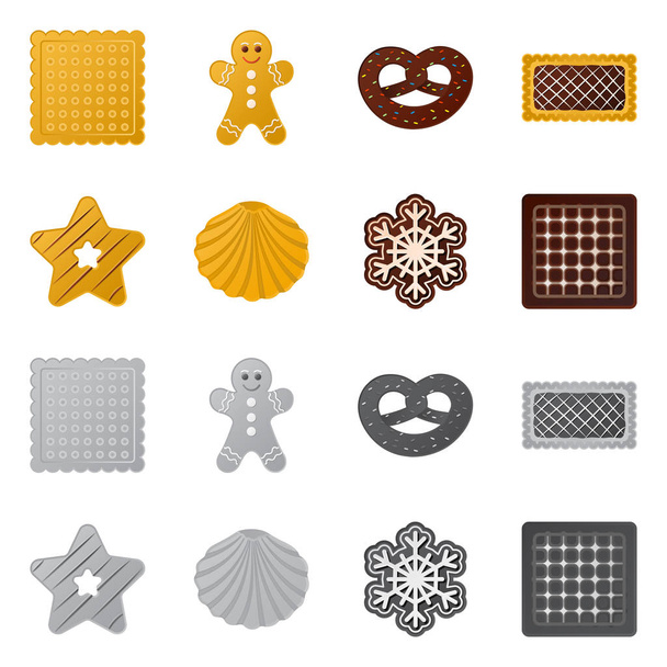 Vector illustration of biscuit and bake icon. Collection of biscuit and chocolate stock symbol for web. - Вектор, зображення