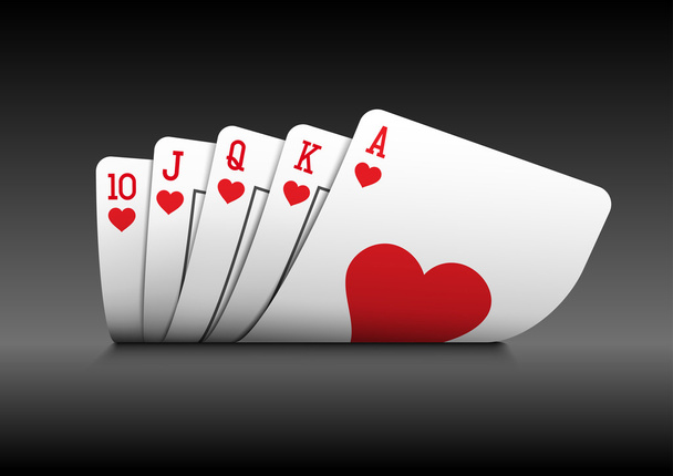 Królewski poker karty na czarny - Wektor, obraz