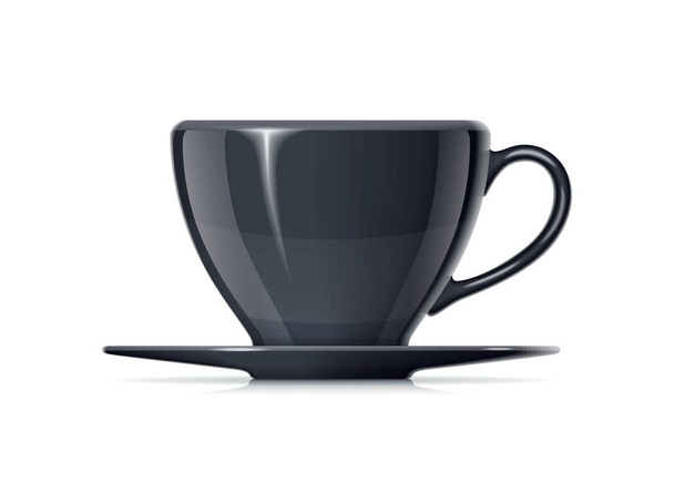 Ceramic cup for tea and coffee with plate. - Vector, Image