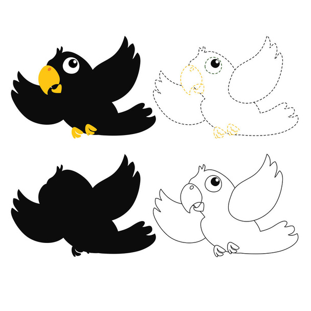 parrot worksheet vector design for kid, parrot artwork vector design for kid - Vector, Image